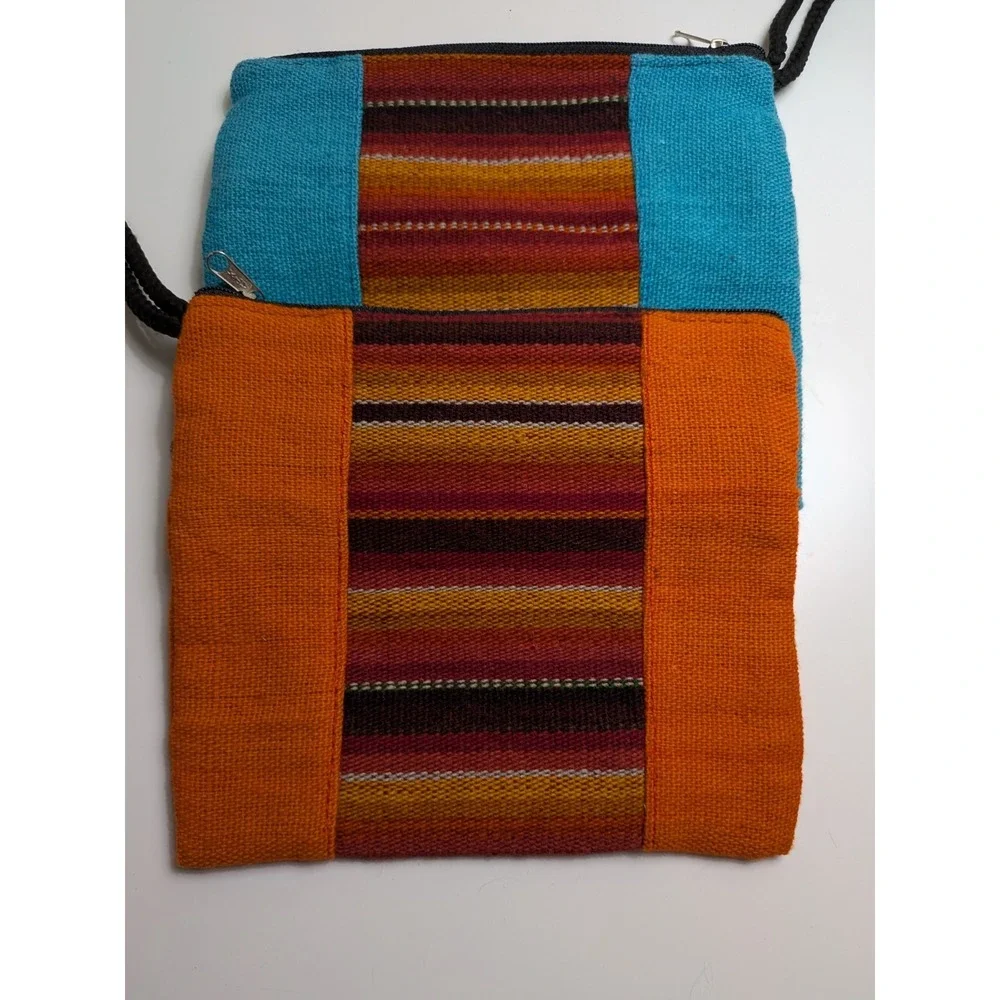 Woven Striped Jewelry Makeup Travel Pouch Set of 3 Wristlet Catchall Bolivia